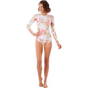 2021 Rip Curl Women G-Bomb Long Sleeve Back Zip Uv Surf Suit Wly8tw - Vaaleanpunainen